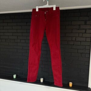 True Religion women’s red slim low rise jeans, size 26